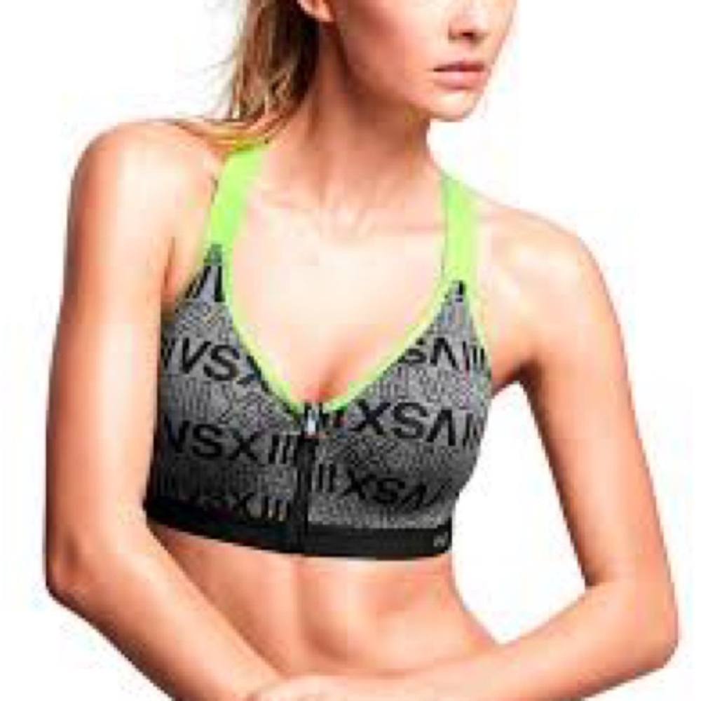 Victoria's Secret Black and Neon Green Sports Bra